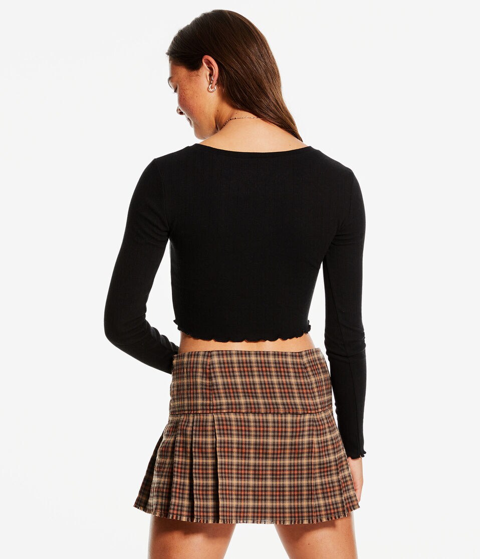 Long Sleeve Ribbed Cropped Shrunken Tee