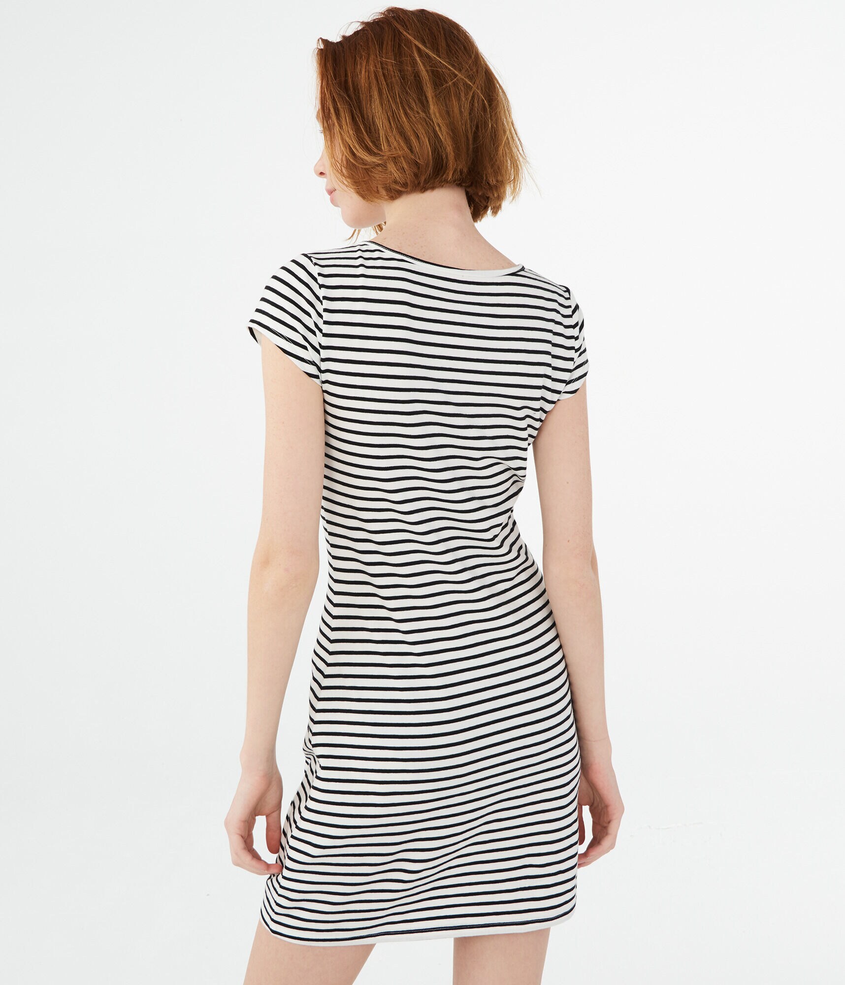 Striped Lace Up A-Line Dress