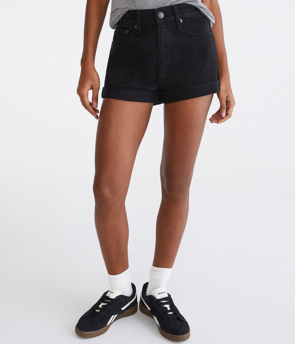 High-Rise Stretch Denim Mom Shorts