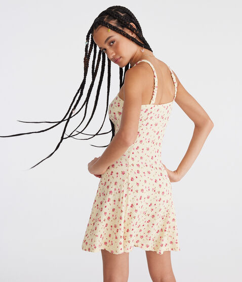 Floral Sweetheart Textured Mini Dress Floral Sweetheart Textured Mini Dress