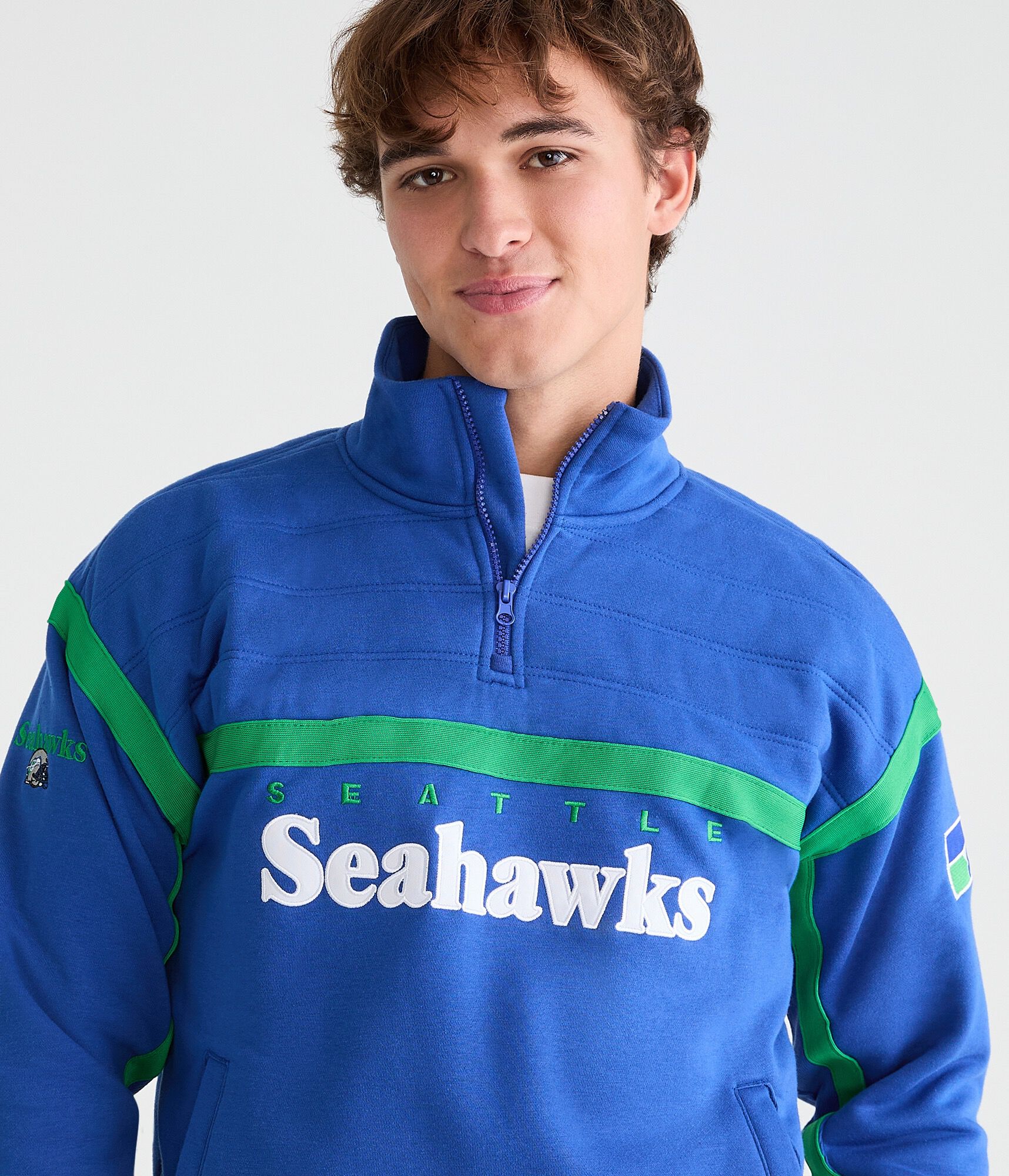 Seattle Seahawks Quilted Quarter-Zip Pullover