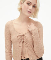 Long Sleeve Double Tie-Front Cropped Cardigan