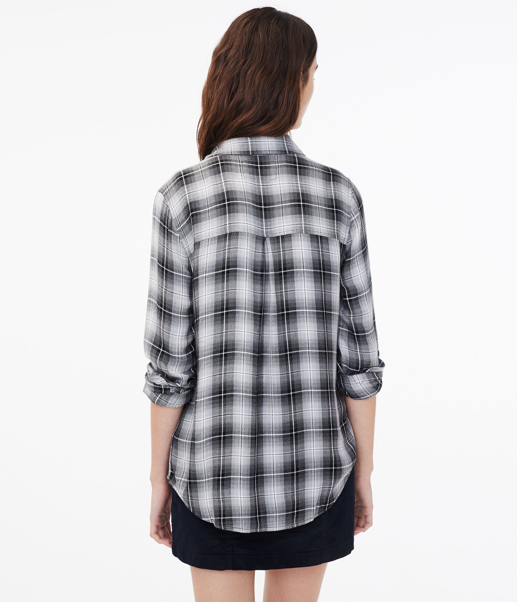 Long Sleeve Plaid Boyfriend Button-Down Shirt