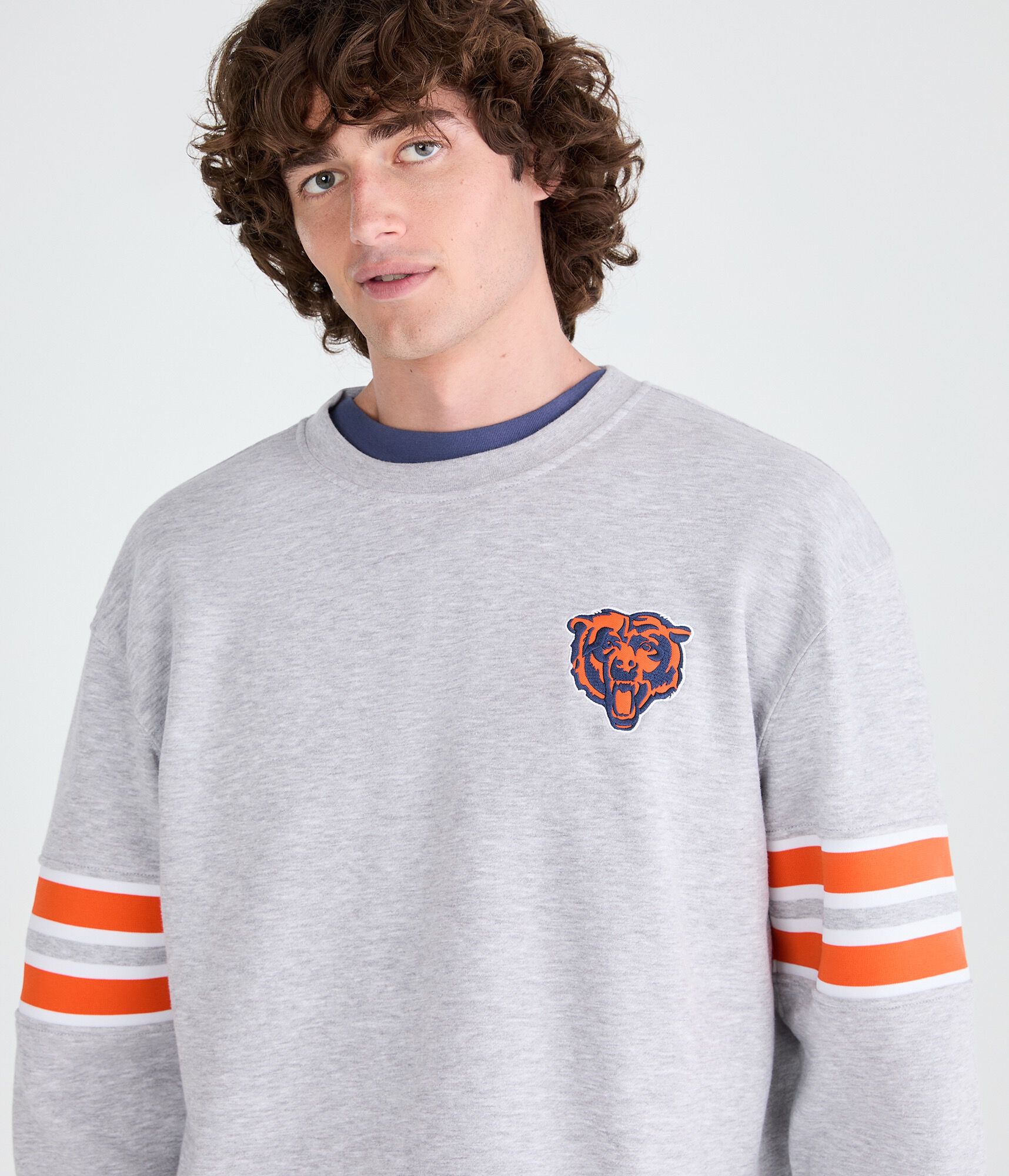 Chicago Bears Striped Sleeve Crew Sweatshirt