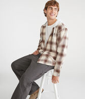 Long Sleeve Plaid Hooded Flannel Shirt