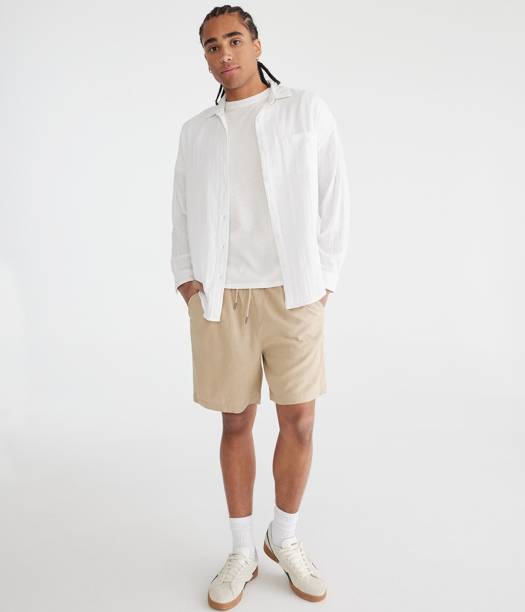 Solid Linen Shorts 7"