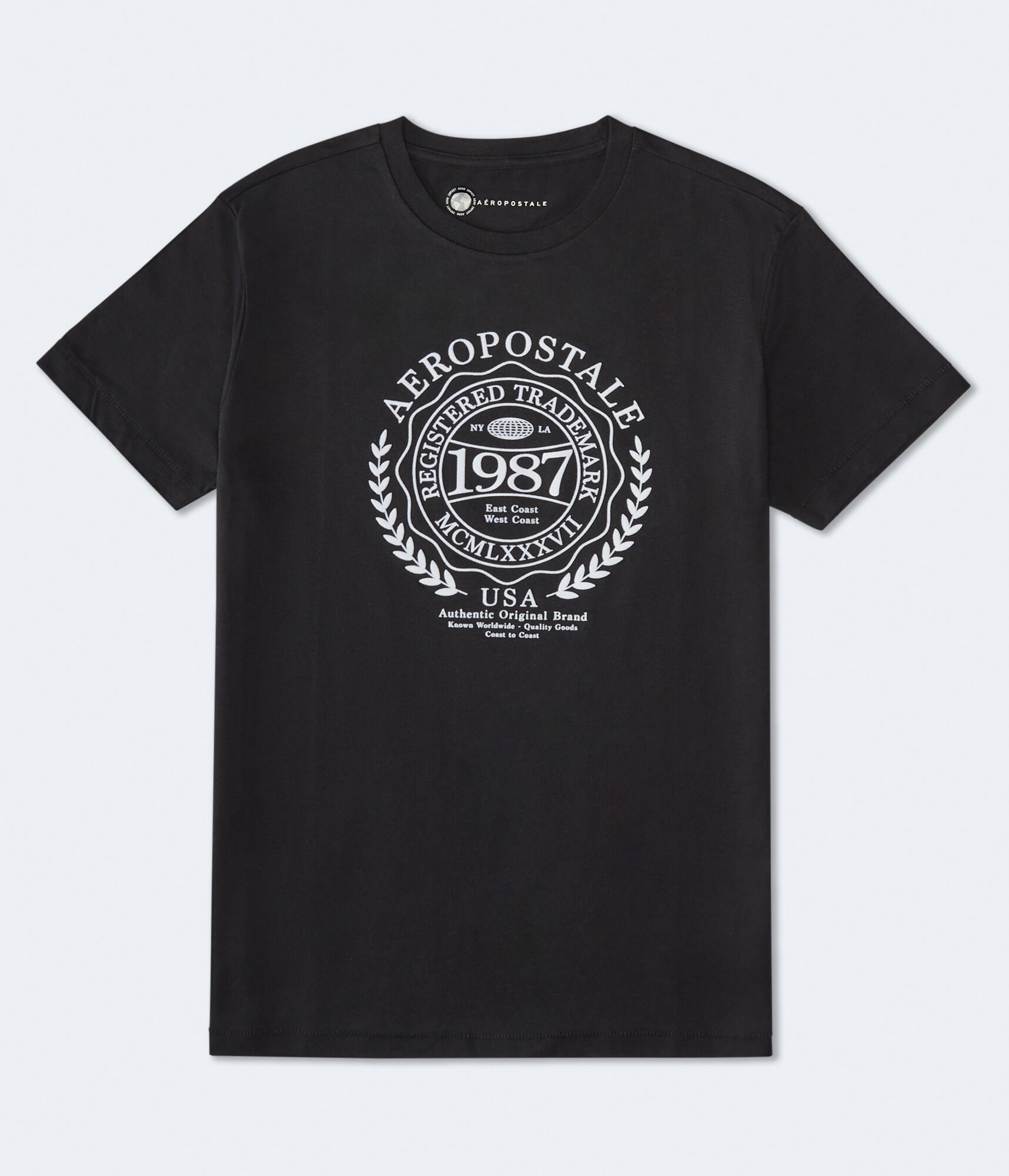 Aeropostale Laurel Circle Flocked Graphic Tee