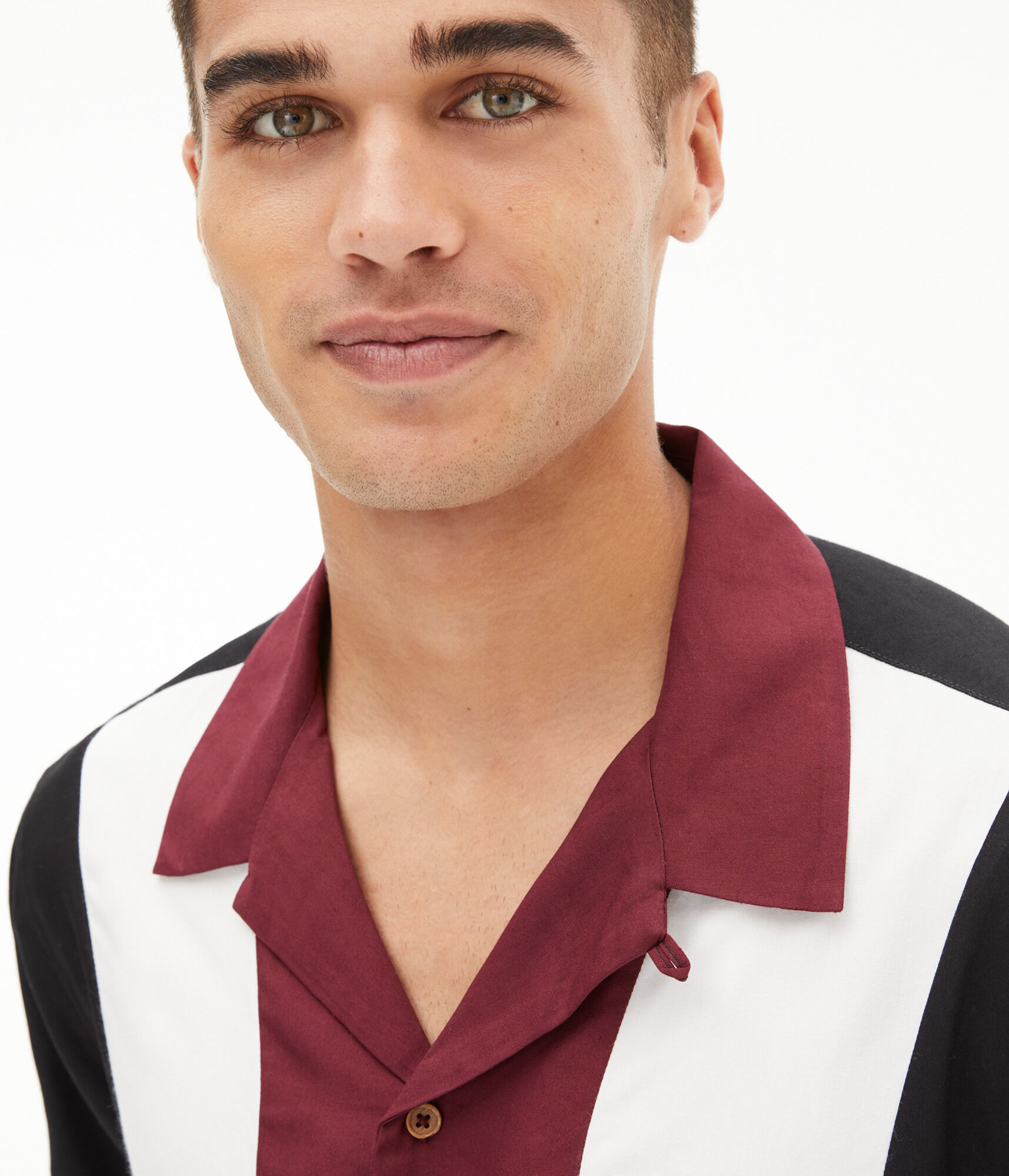 Vertical Stripe ButtonDown Camp Shirt