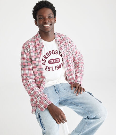 Aeropostale Track Appliqué Graphic Tee Aeropostale Track Appliqué Graphic Tee