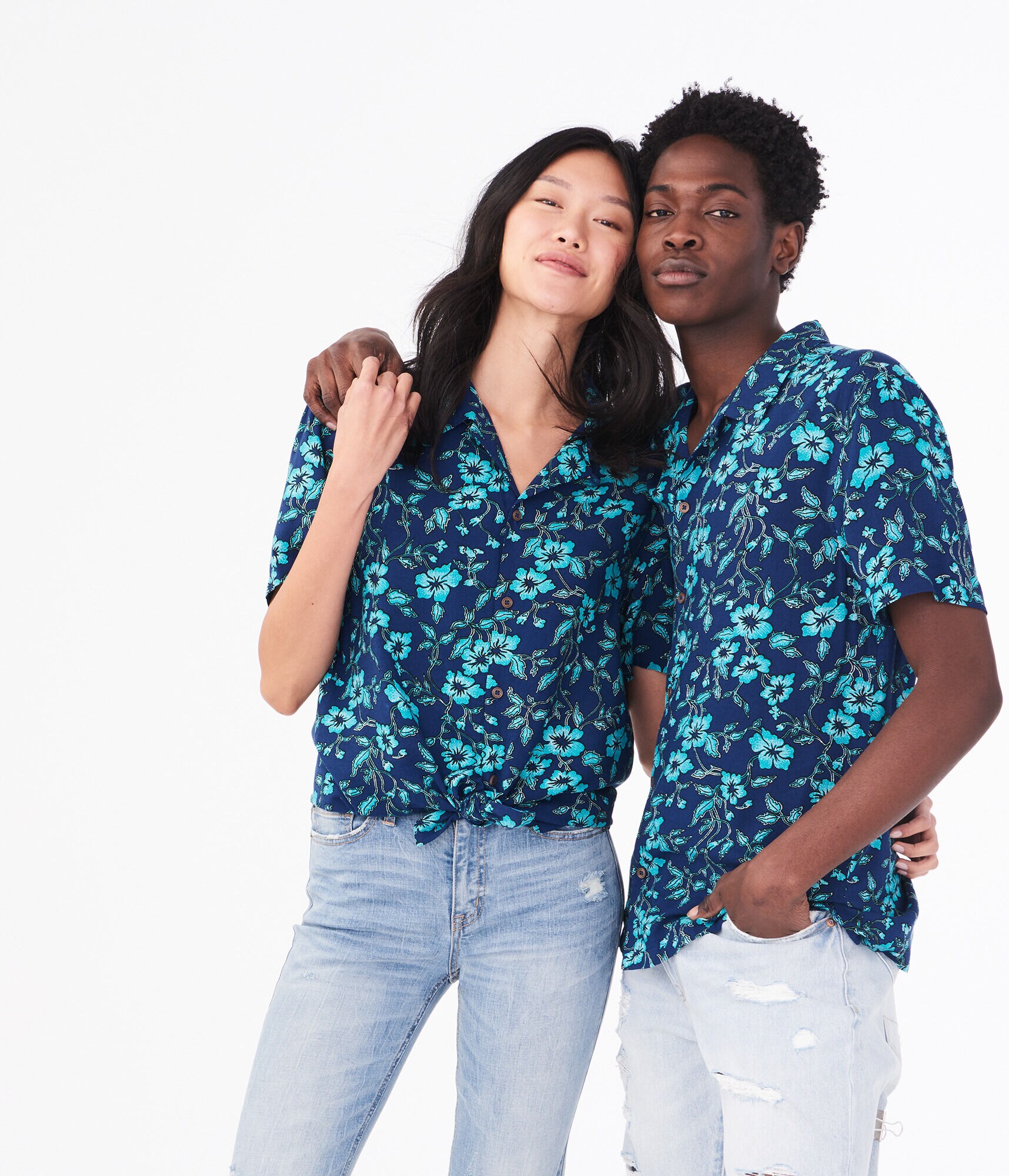 Aero One Luau Floral Button-Down Shirt