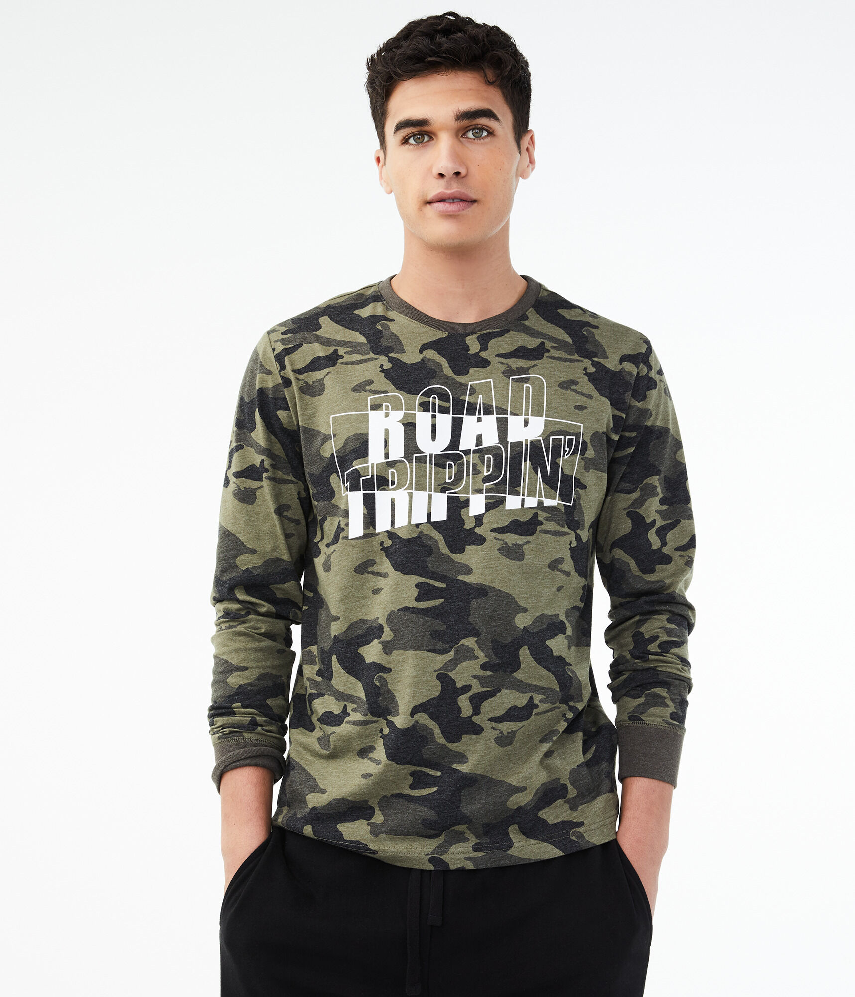 Long Sleeve Road Trippin' Camo Graphic Tee