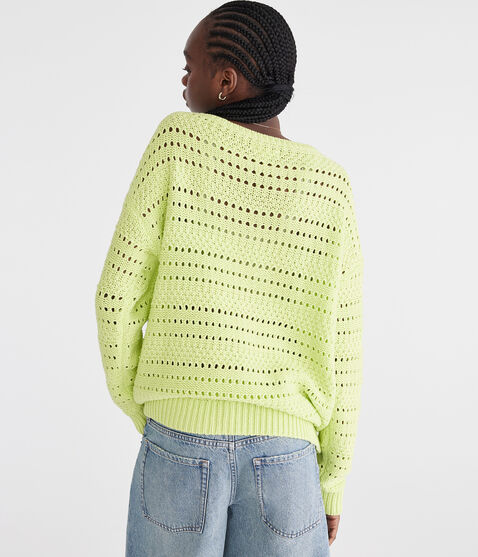 Solid Open-Knit V-Neck Sweater Solid Open-Knit V-Neck Sweater