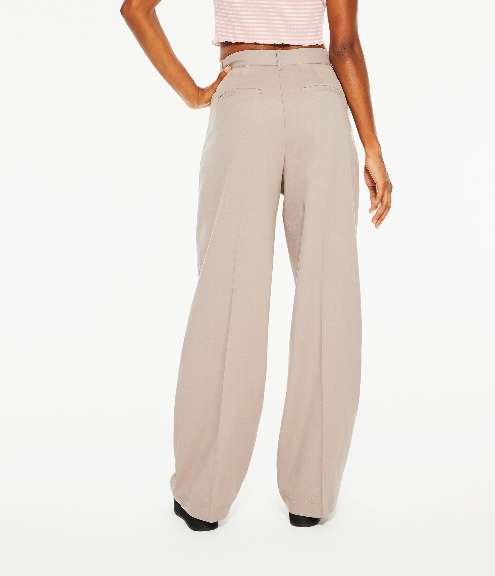 High-Rise Pleated Twill Trousers