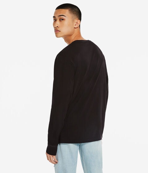 Long Sleeve Washed Pocket Crew Tee