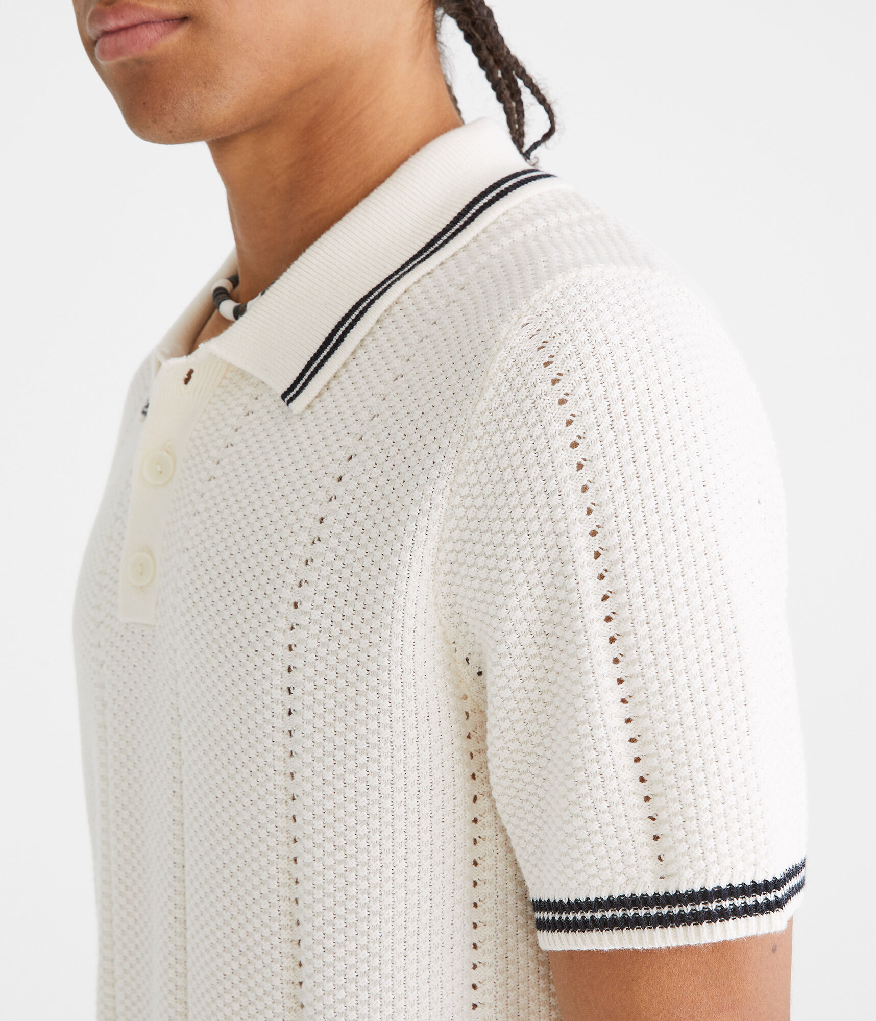 Solid Tipped Crocheted Polo
