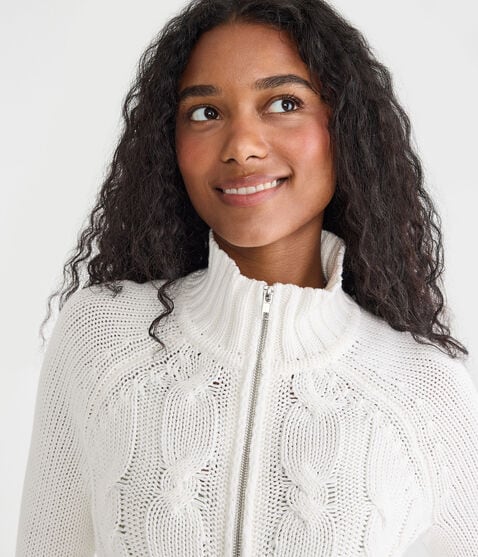 Cable Mock-Neck Full-Zip Cardigan Cable Mock-Neck Full-Zip Cardigan