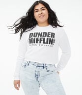 Long Sleeve Dunder Mifflin Cropped Graphic Tee