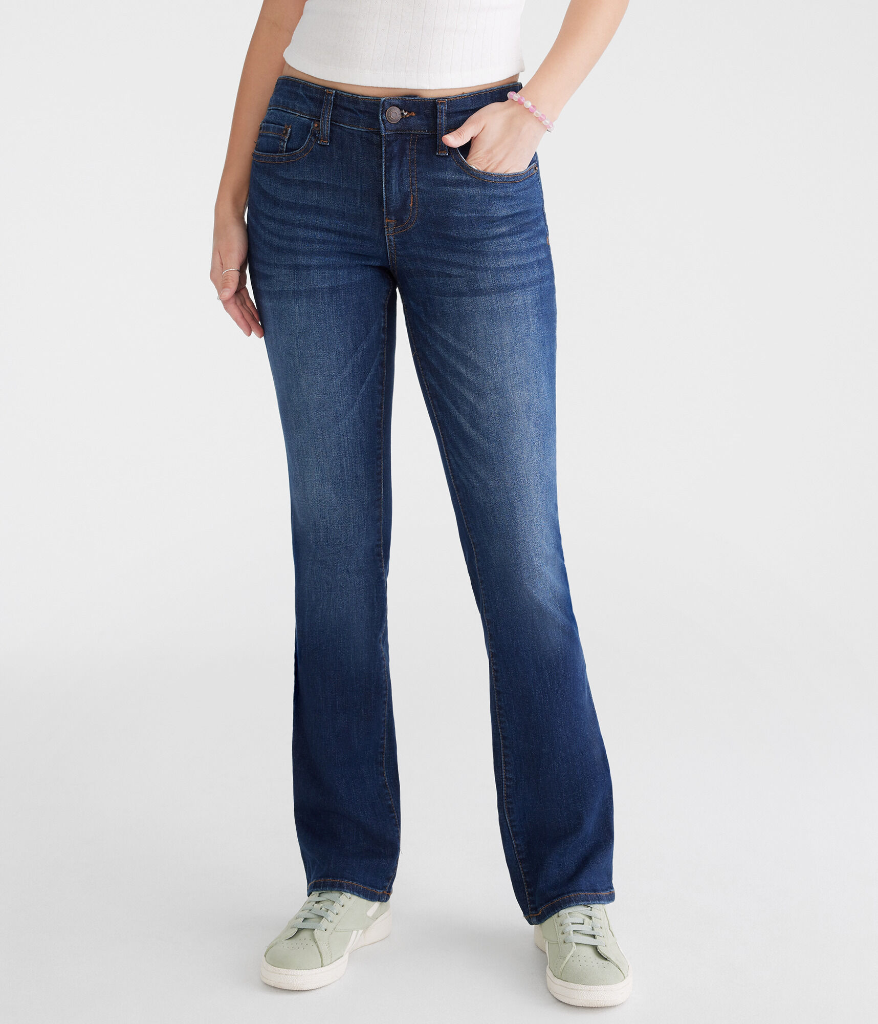 low rise bootcut stretch jeans