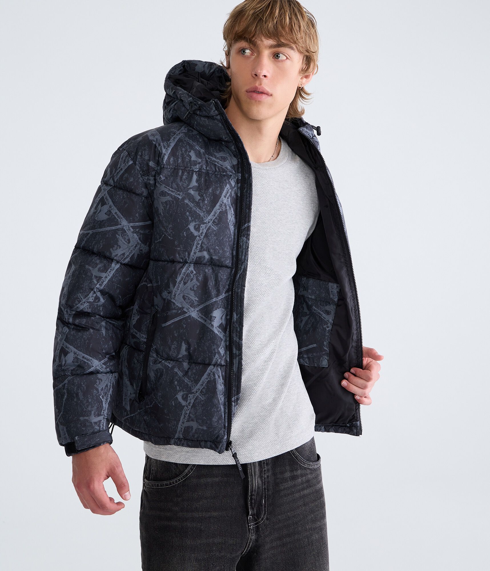 Forest Camo Hooded Heavyweight Puffer Jacket