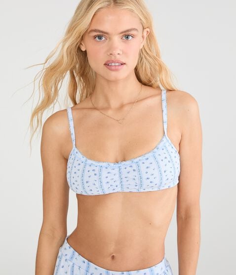 Floral Stripe Pointelle Bralette Floral Stripe Pointelle Bralette