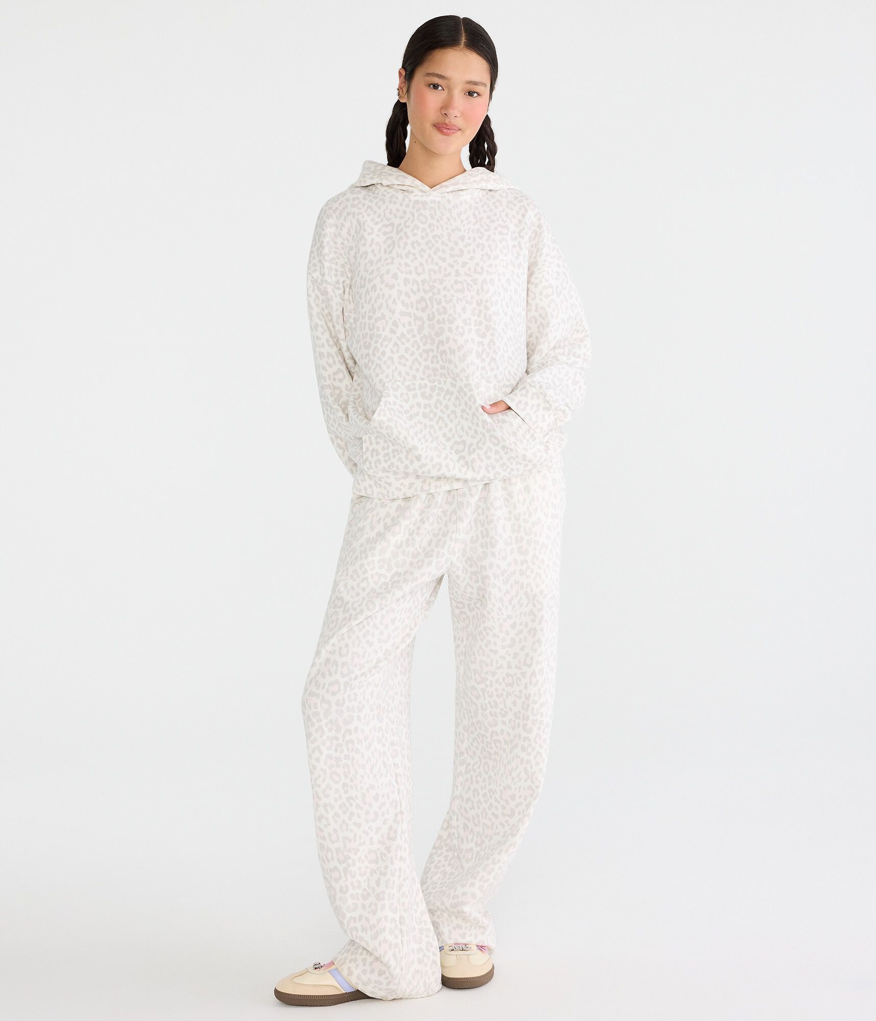 Cloud Soft Leopard Print Oversized Pullover Hoodie