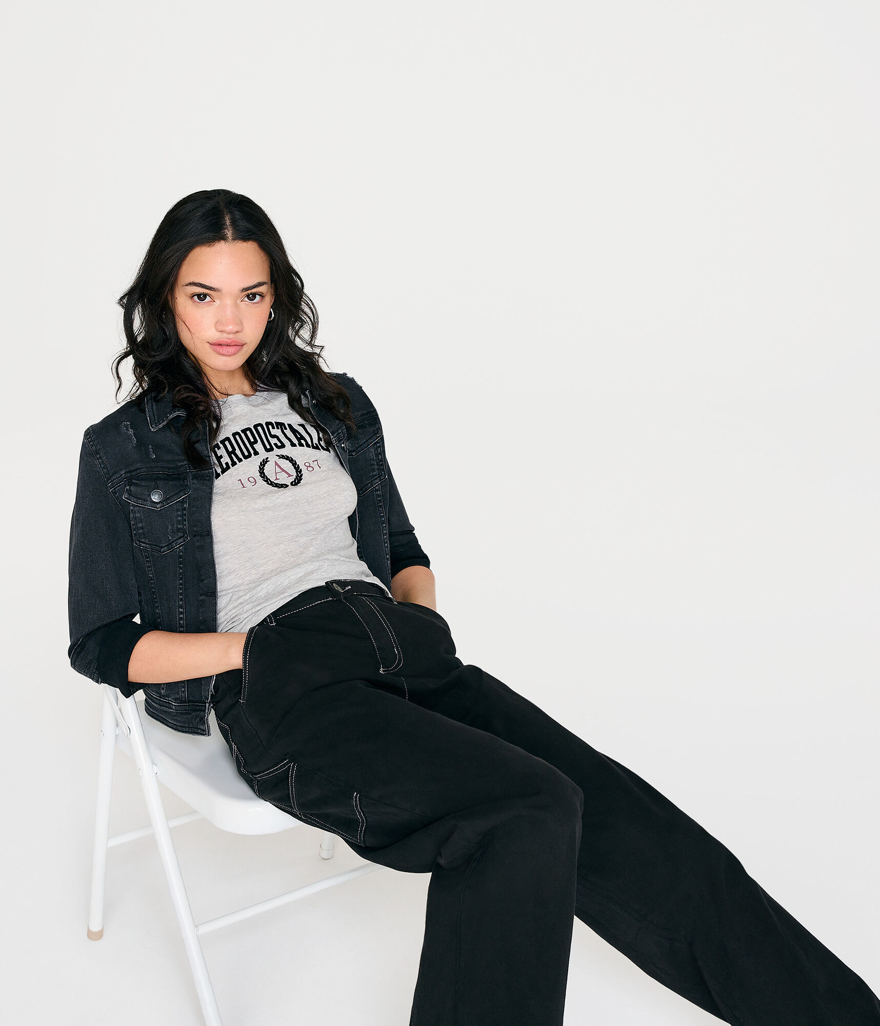 Aeropostale Arch Crest Flocked Graphic Tee