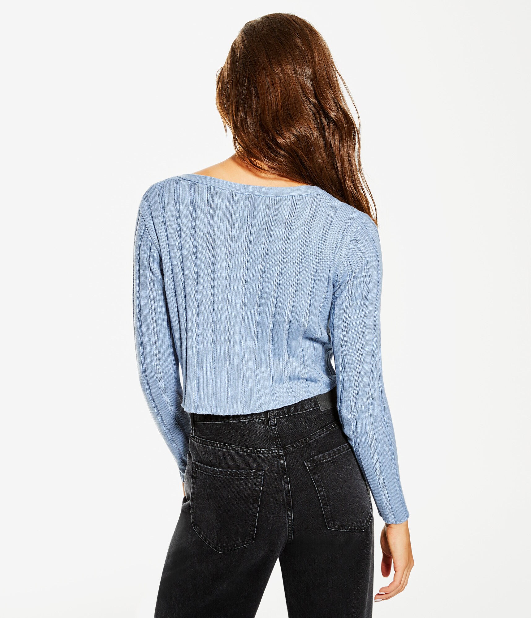 Ribbed V-Neck Cardigan