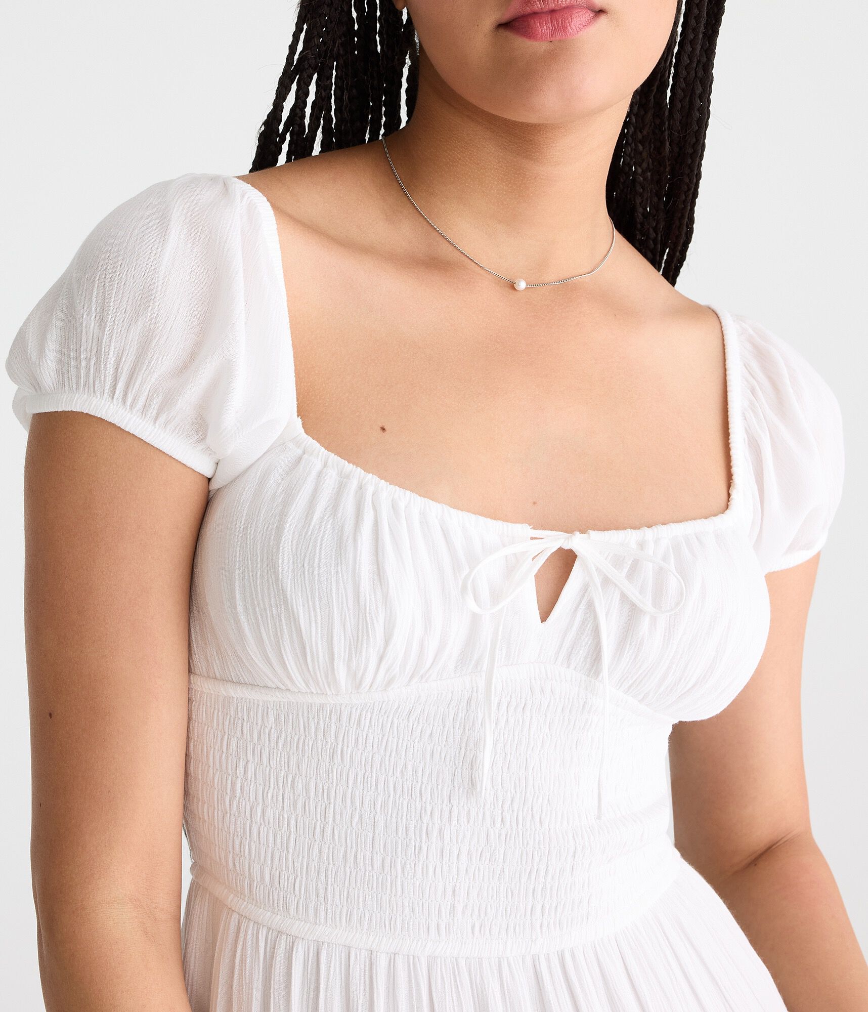 Solid Square-Neck Smocked Maxi Dress