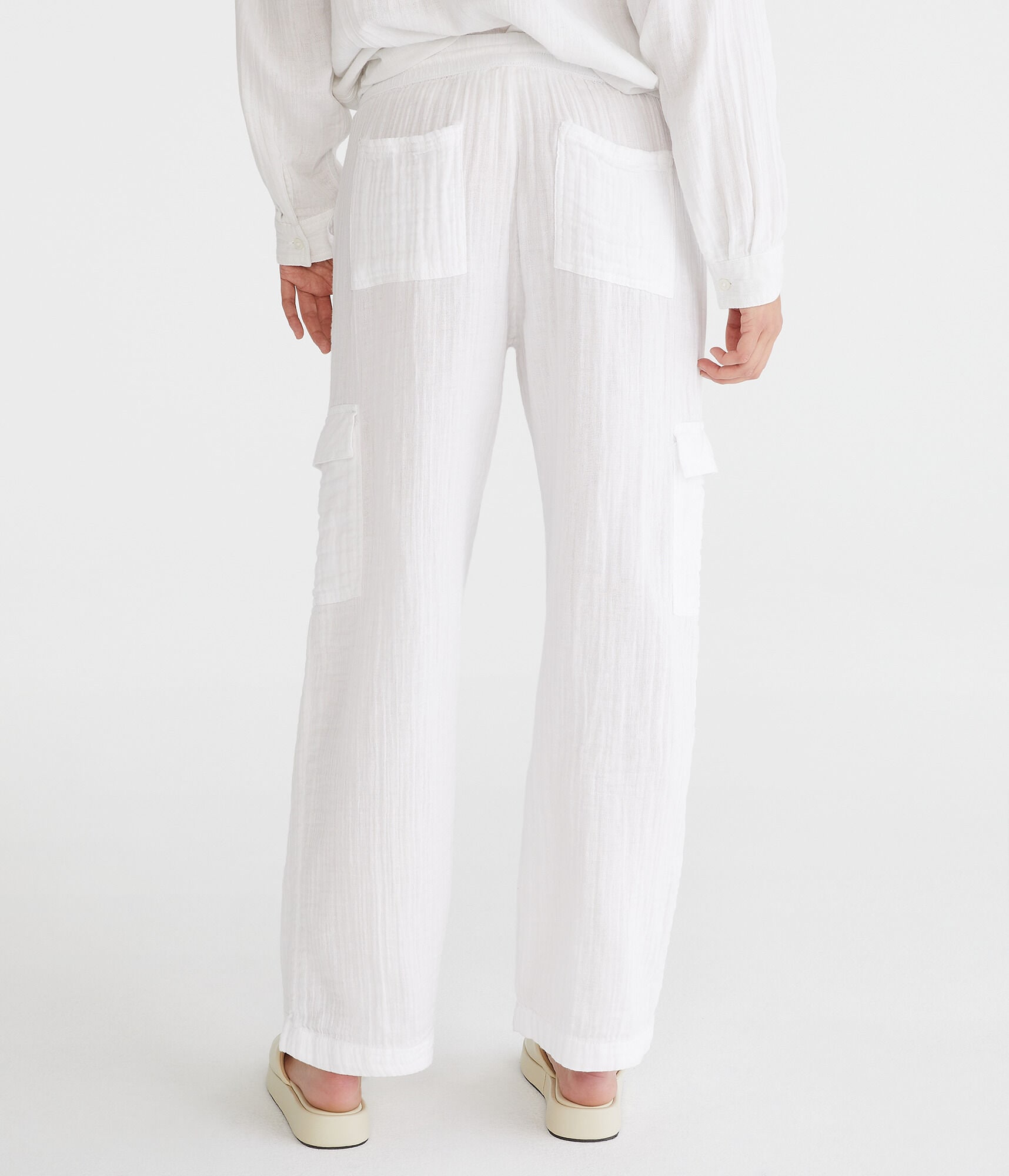 Gauze Wide Leg Cargo Pants
