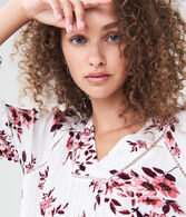 Long Sleeve Floral Pleated Top