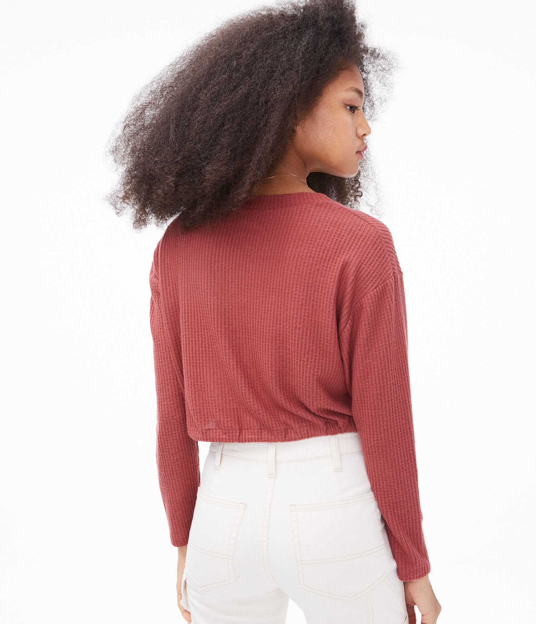 Long Sleeve Seriously Soft Cinched V-Neck Crop Top