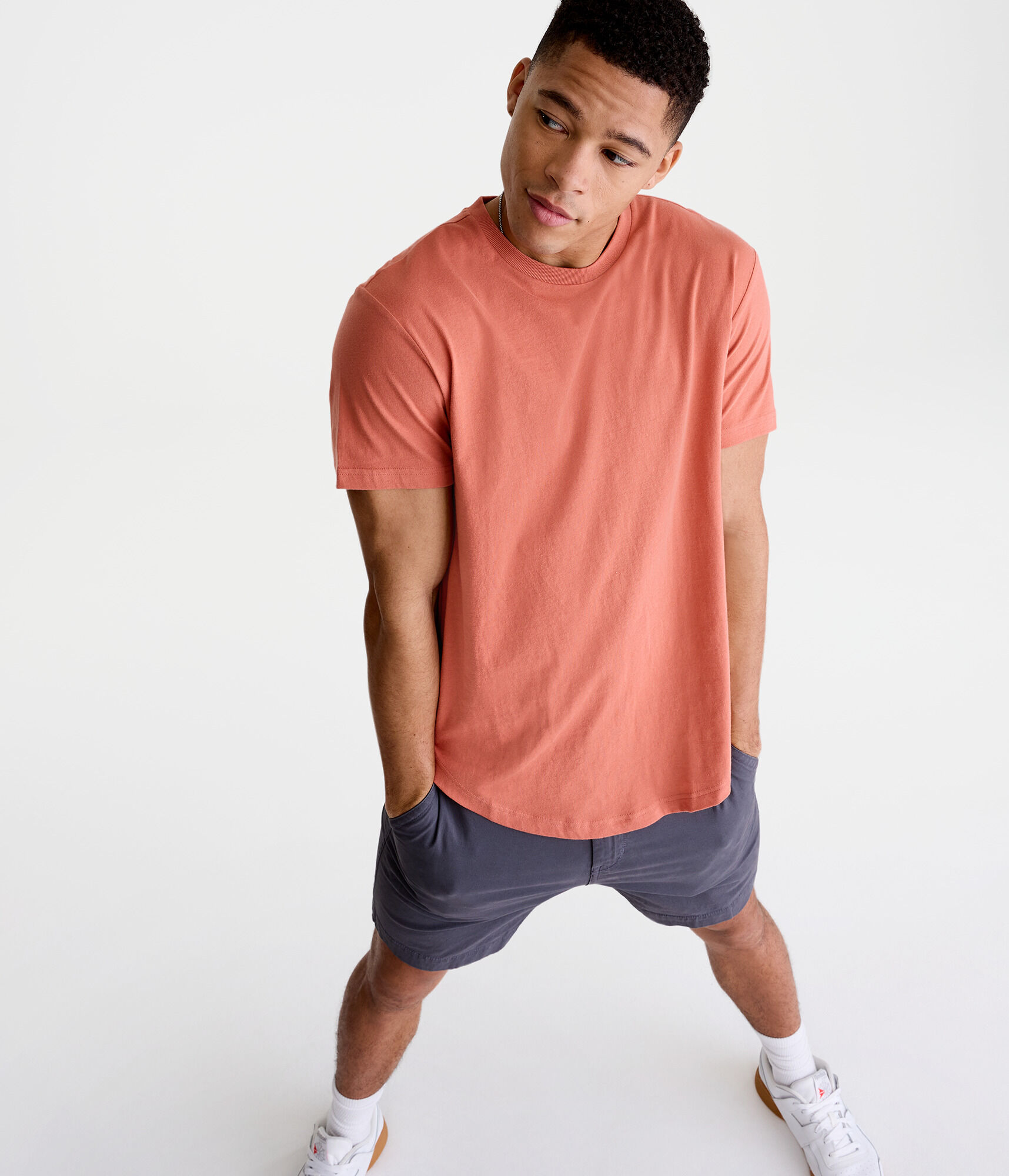 Solid Curved Hem Crew Tee