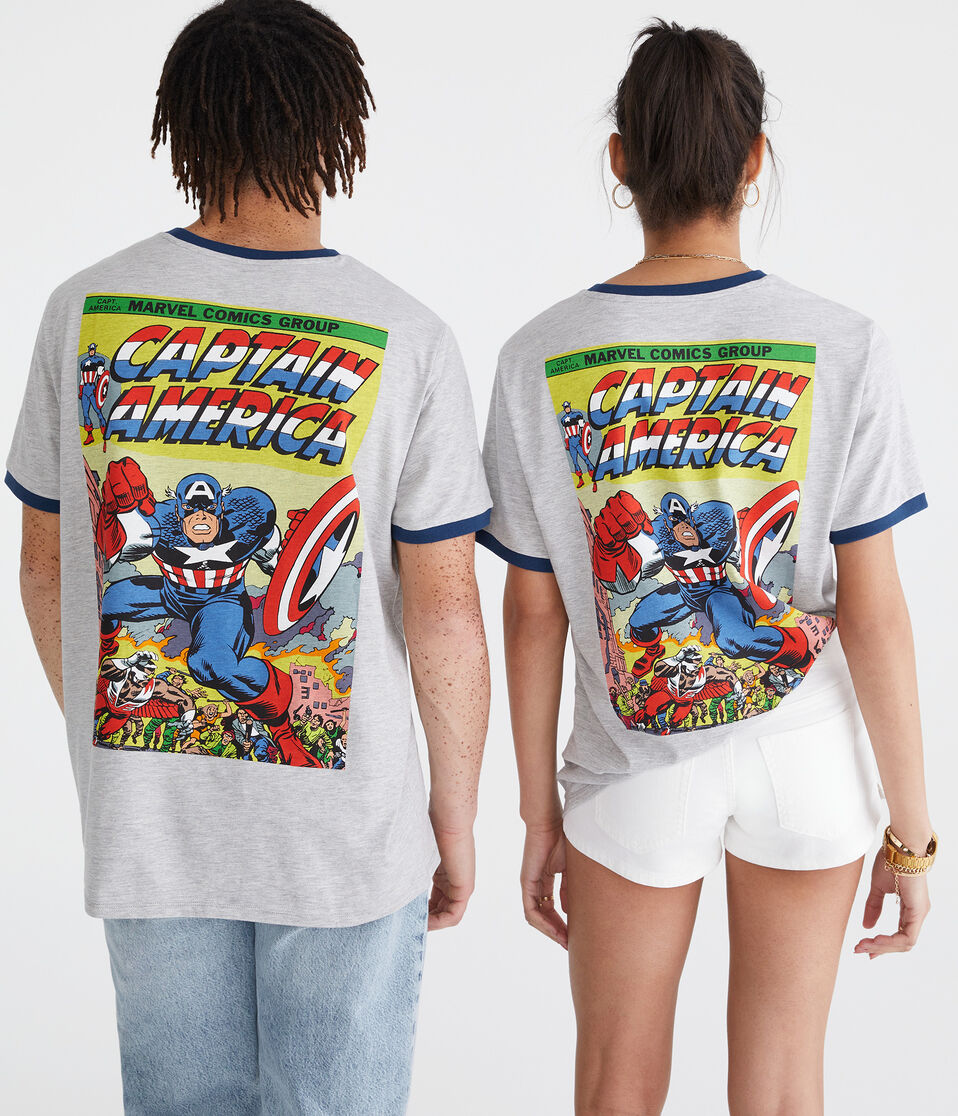 Marvel | Aero Captain America Relaxed Ringer Graphic Tee