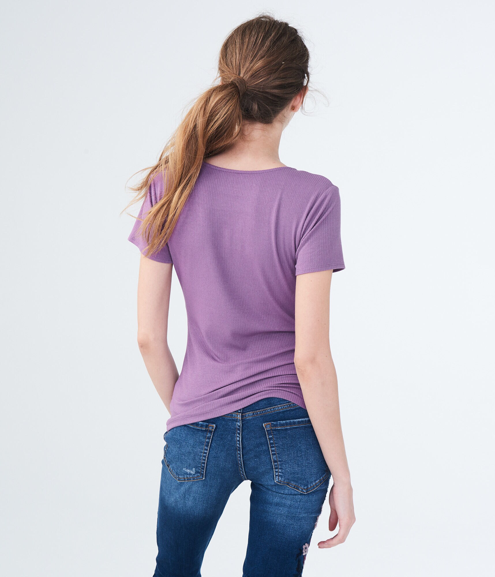 Solid Twist-Front V-Neck Top