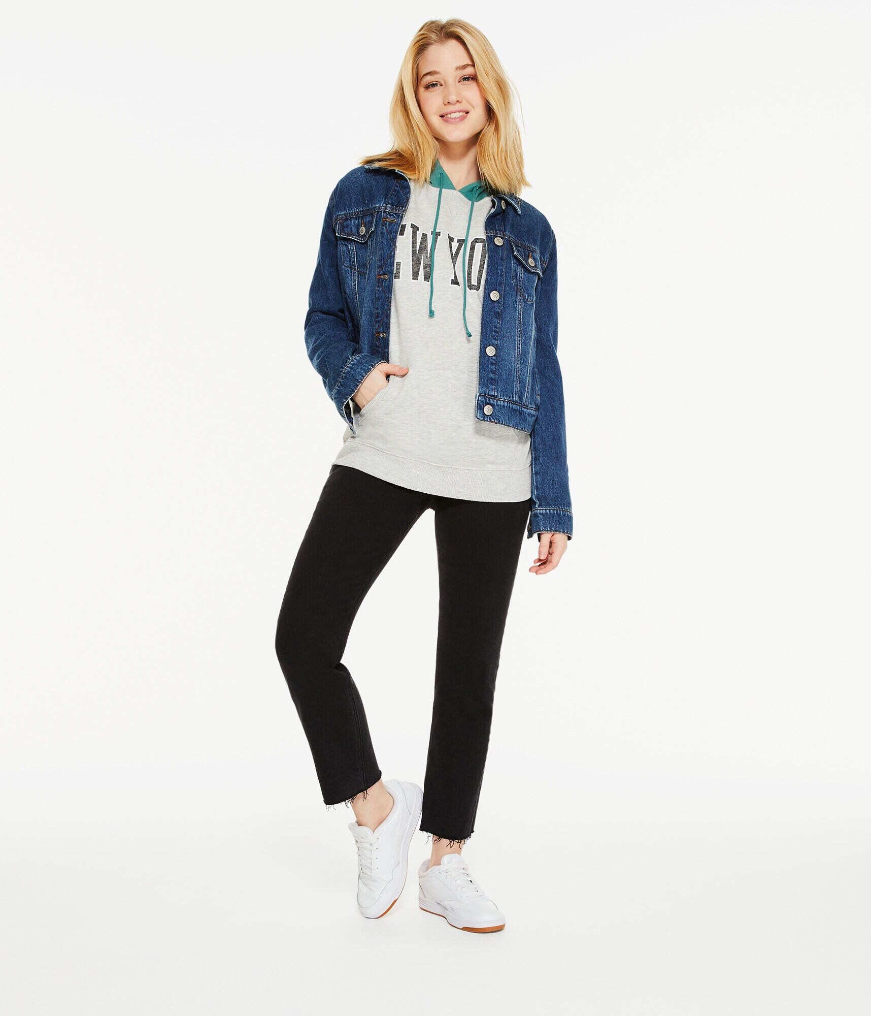 New York Colorblocked Oversized Pullover Hoodie