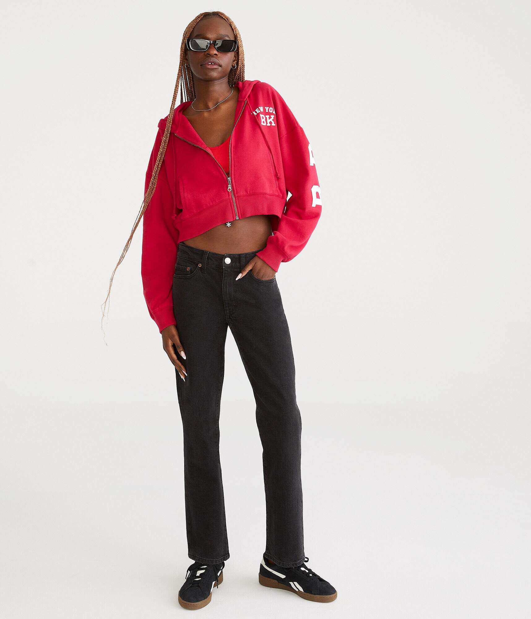 Brooklyn Oversized Cropped Full-Zip Hoodie