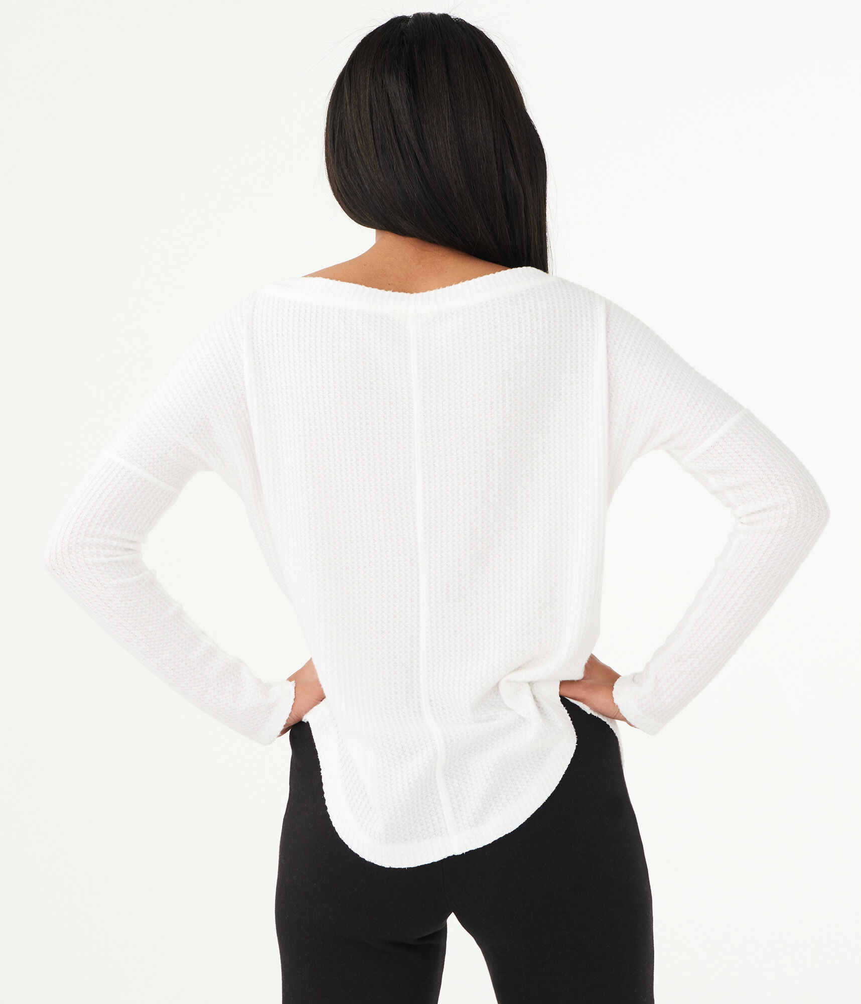 Long Sleeve Seriously Soft Waffle-Knit Boatneck Top