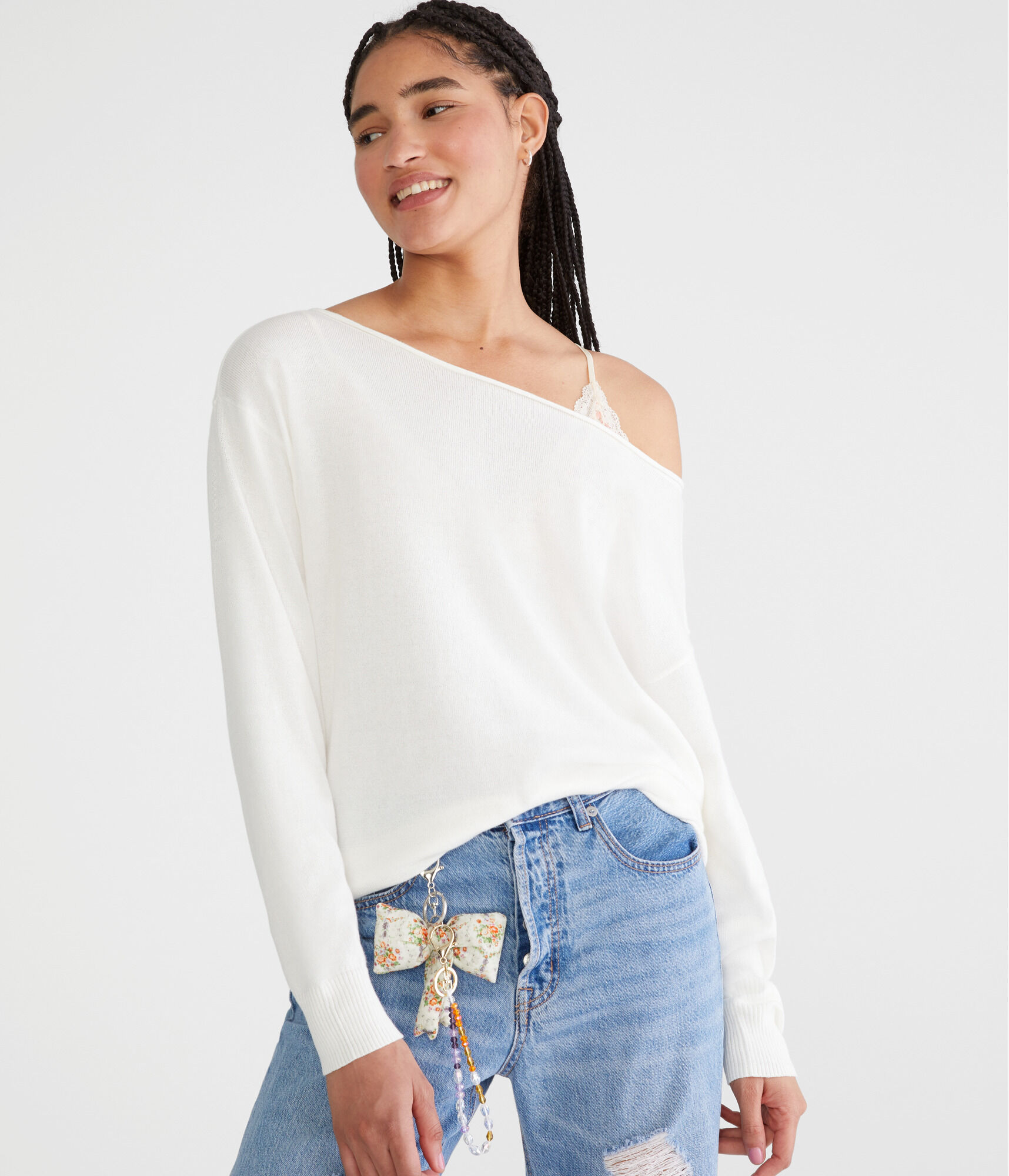 Slouchy Slash-Neck Sweater