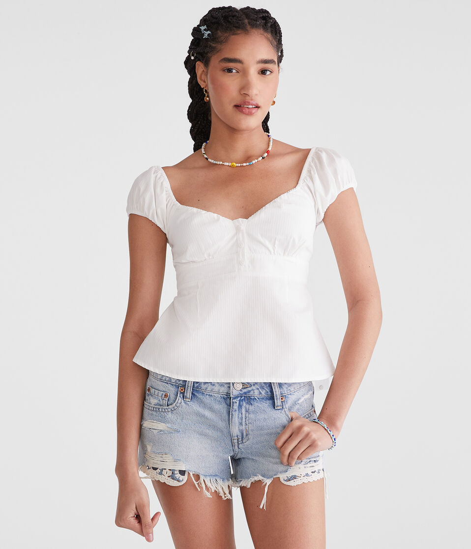 Tonal Stripe V-Neck Babydoll Top