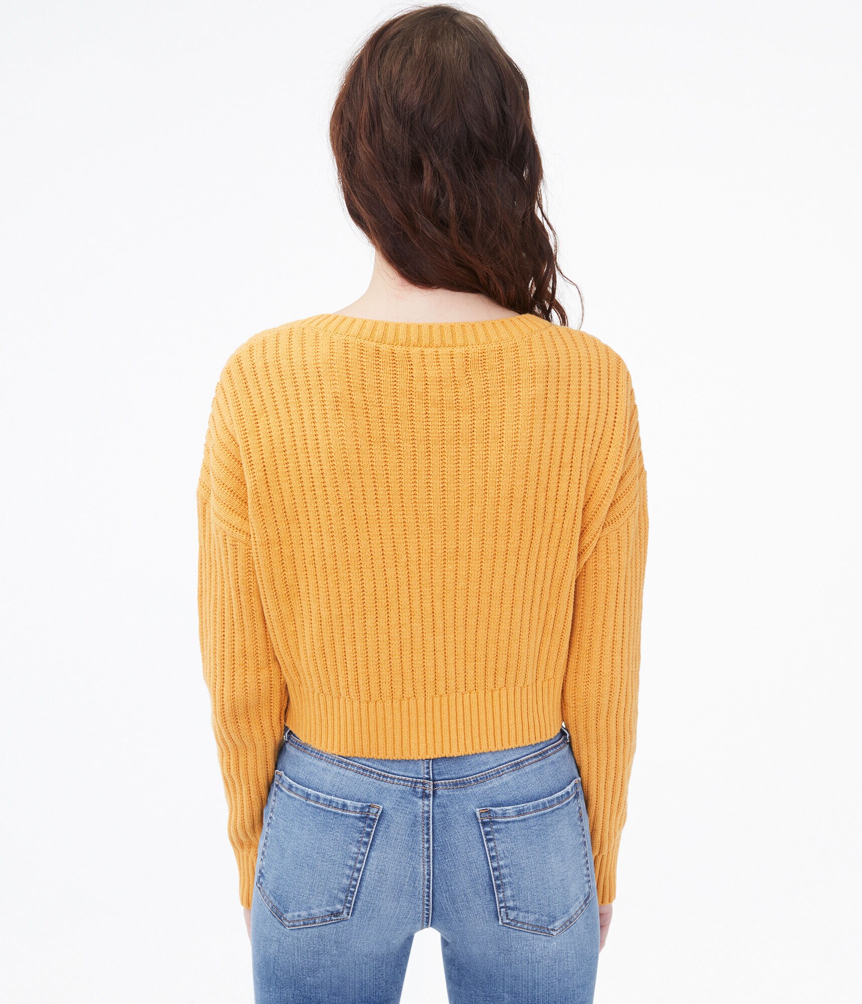 Cropped V-Neck Sweater