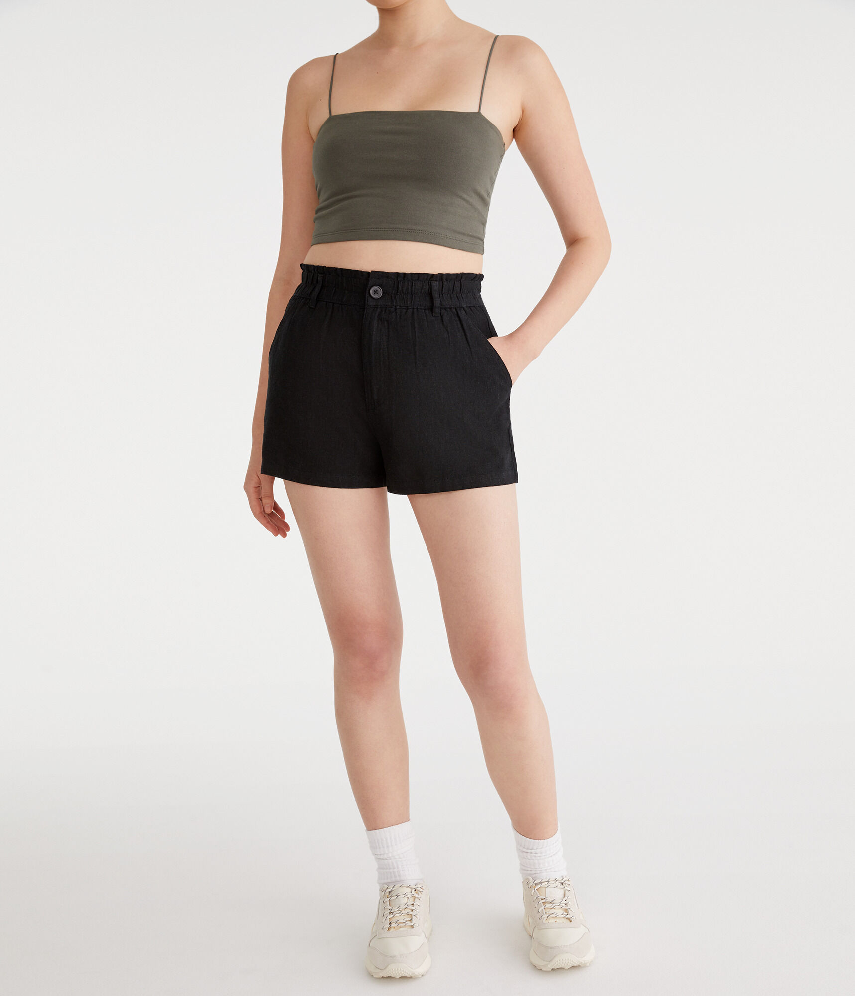 High-Rise Linen Shorts