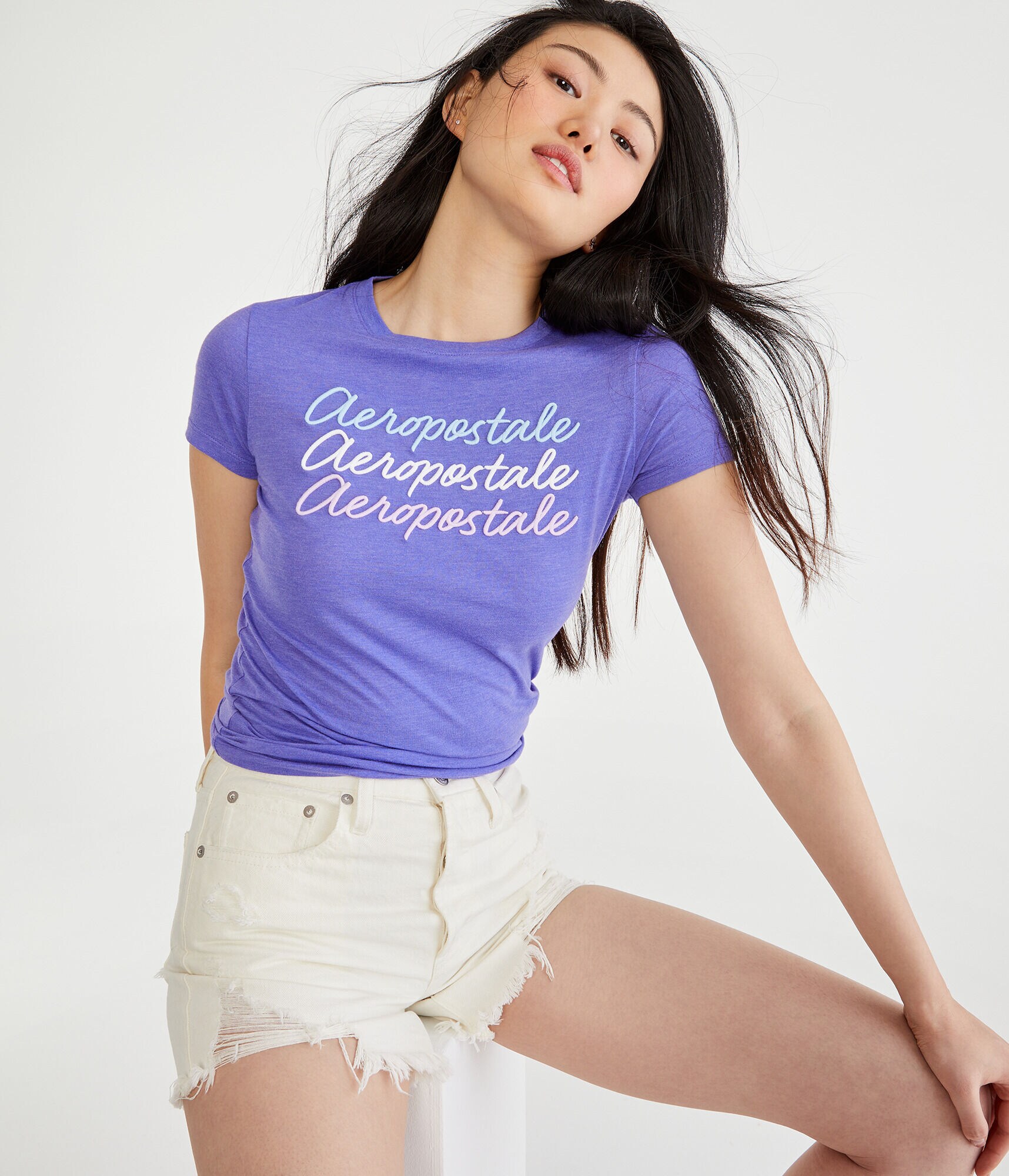 Aeropostale Stacked Script Graphic Tee