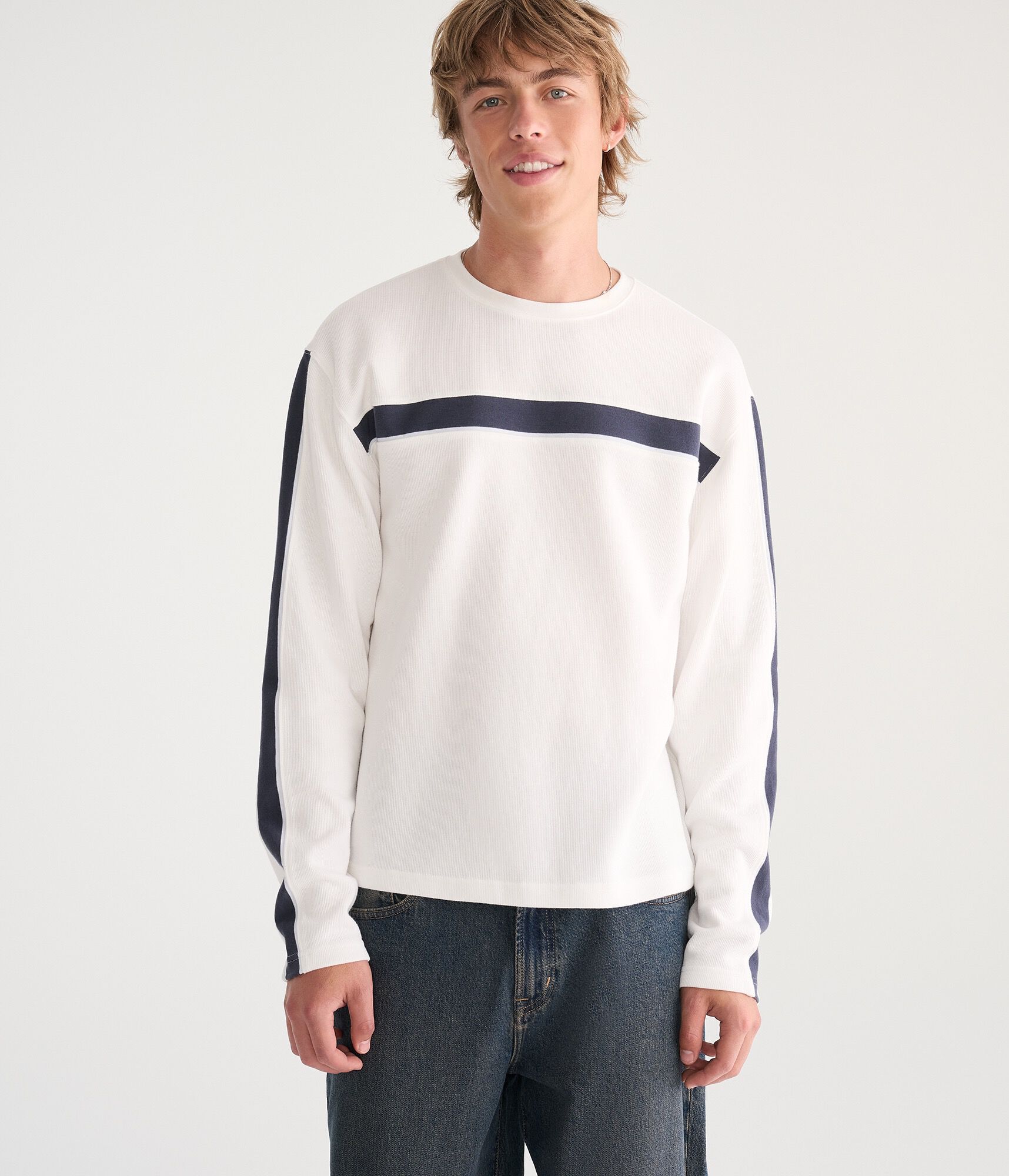 Long Sleeve Flat Stripes Thermal Tee