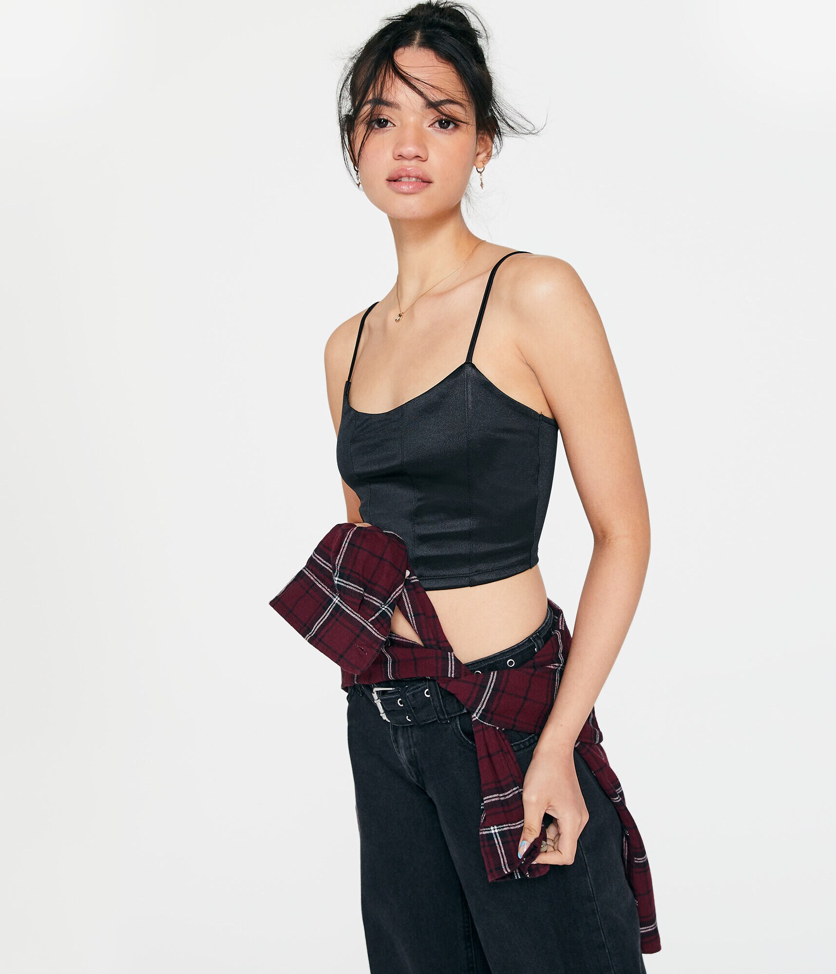 Satin Cropped Corset Tank