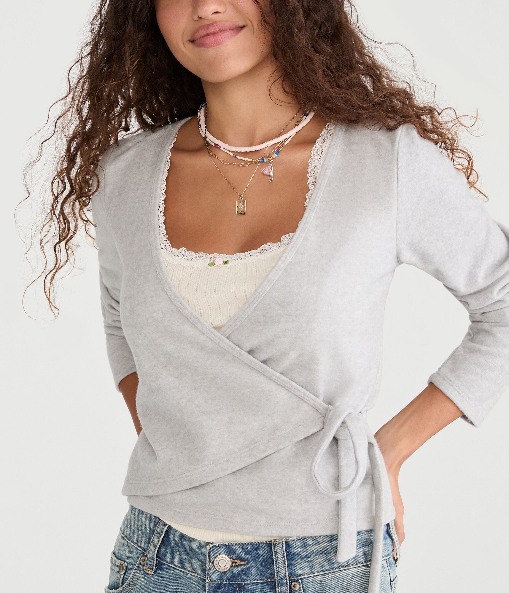 Long Sleeve Wrap-Front Top