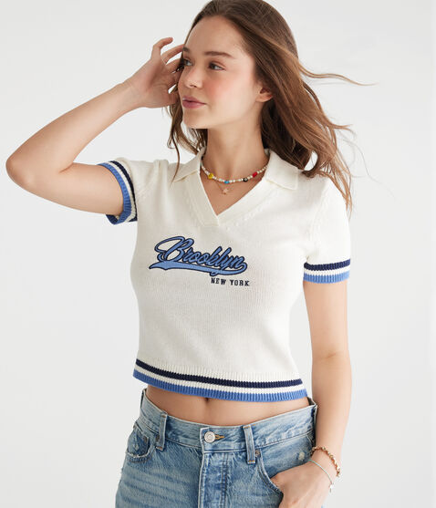 Brooklyn Cropped Graphic Sweater Polo Brooklyn Cropped Graphic Sweater Polo
