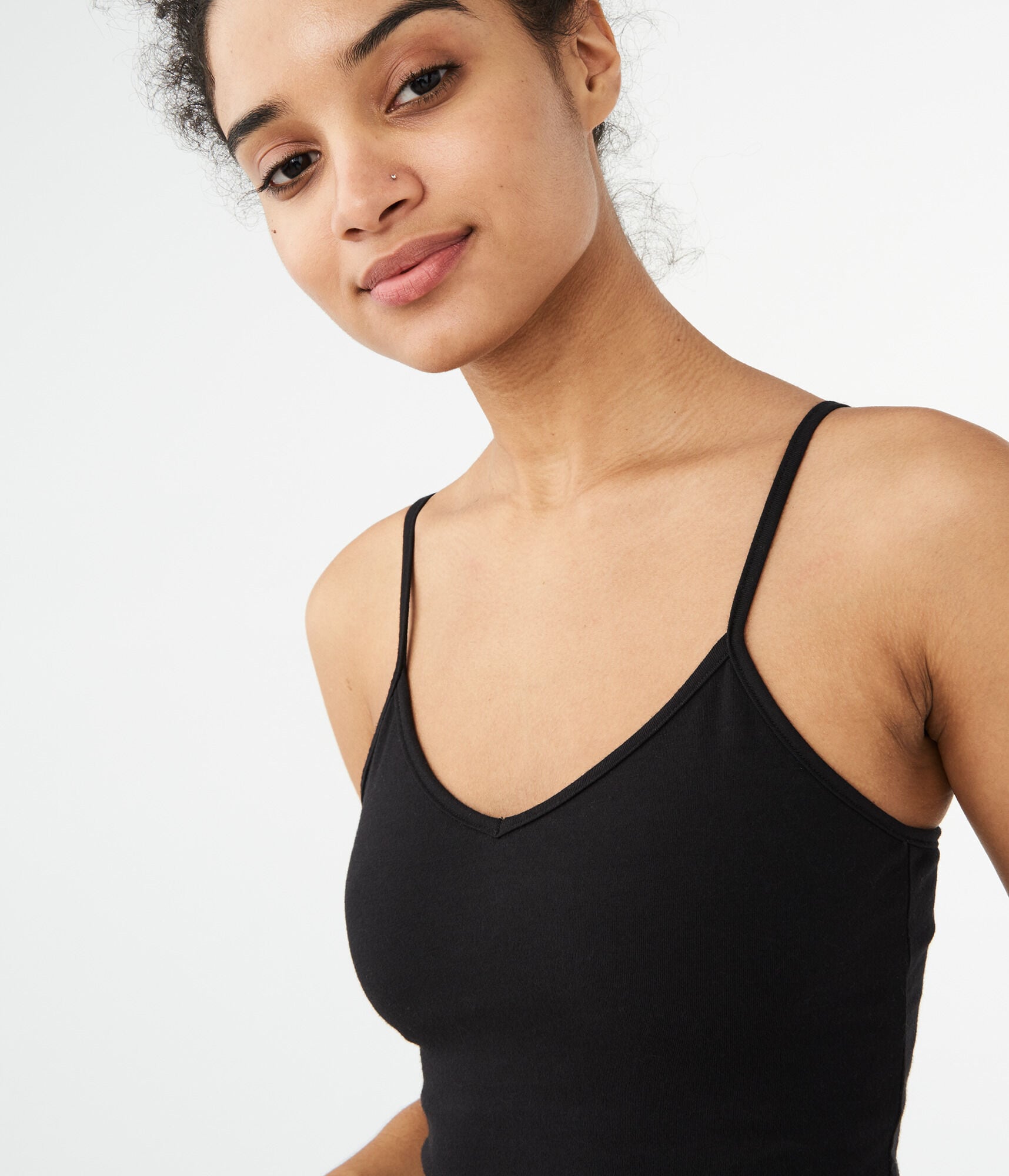 Solid V-Neck Shelf Bra Cami v neck cami with built in bra