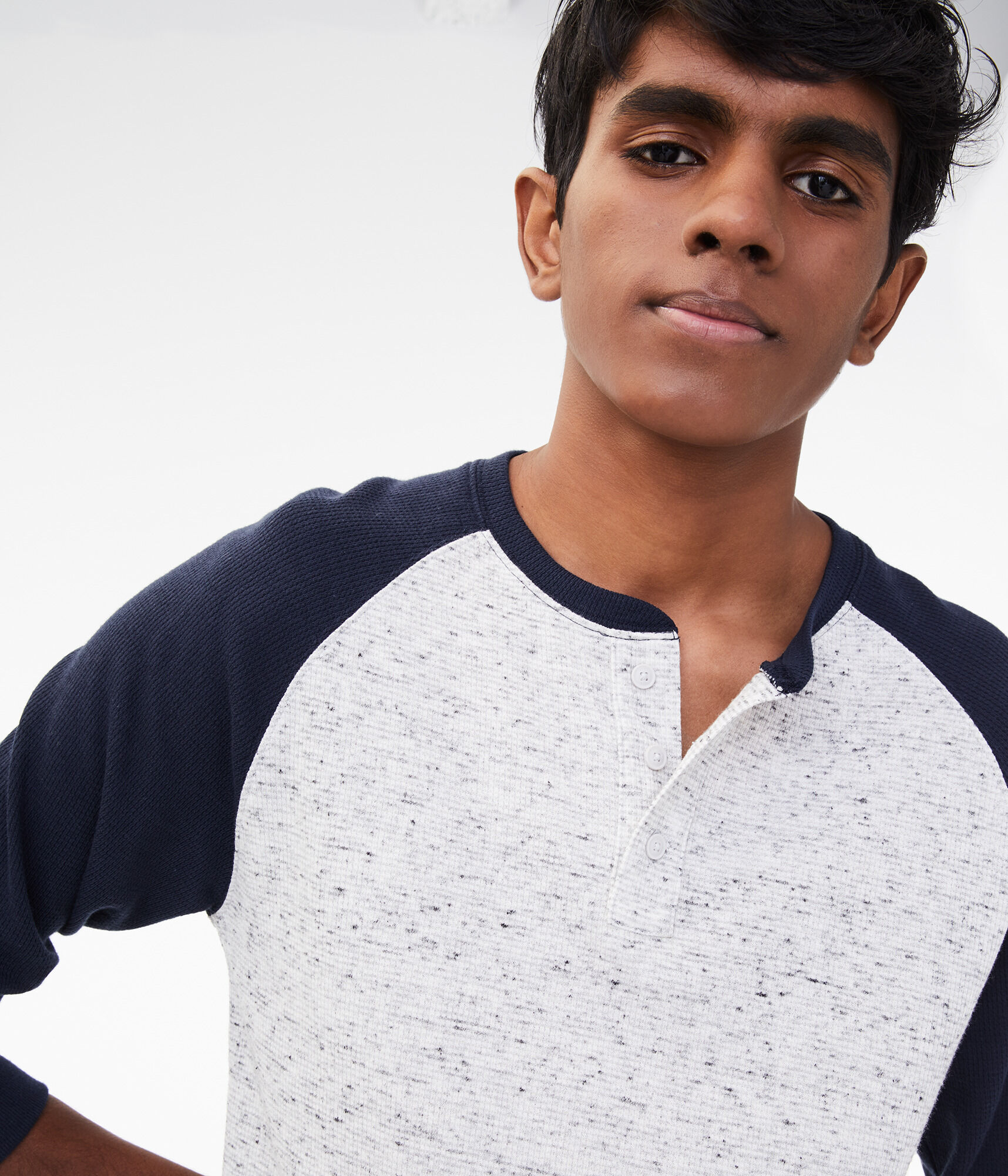 Long Sleeve Solid Thermal Henley Tee