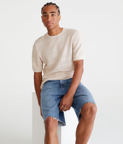 Horizontal Textured Stripe Sweater Tee Horizontal Textured Stripe Sweater Tee