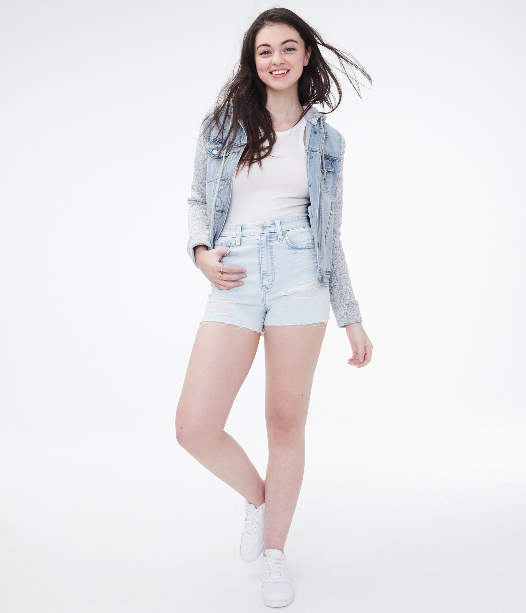 Premium Seriously Stretchy Super High-Rise Curvy Denim Shorty Shorts